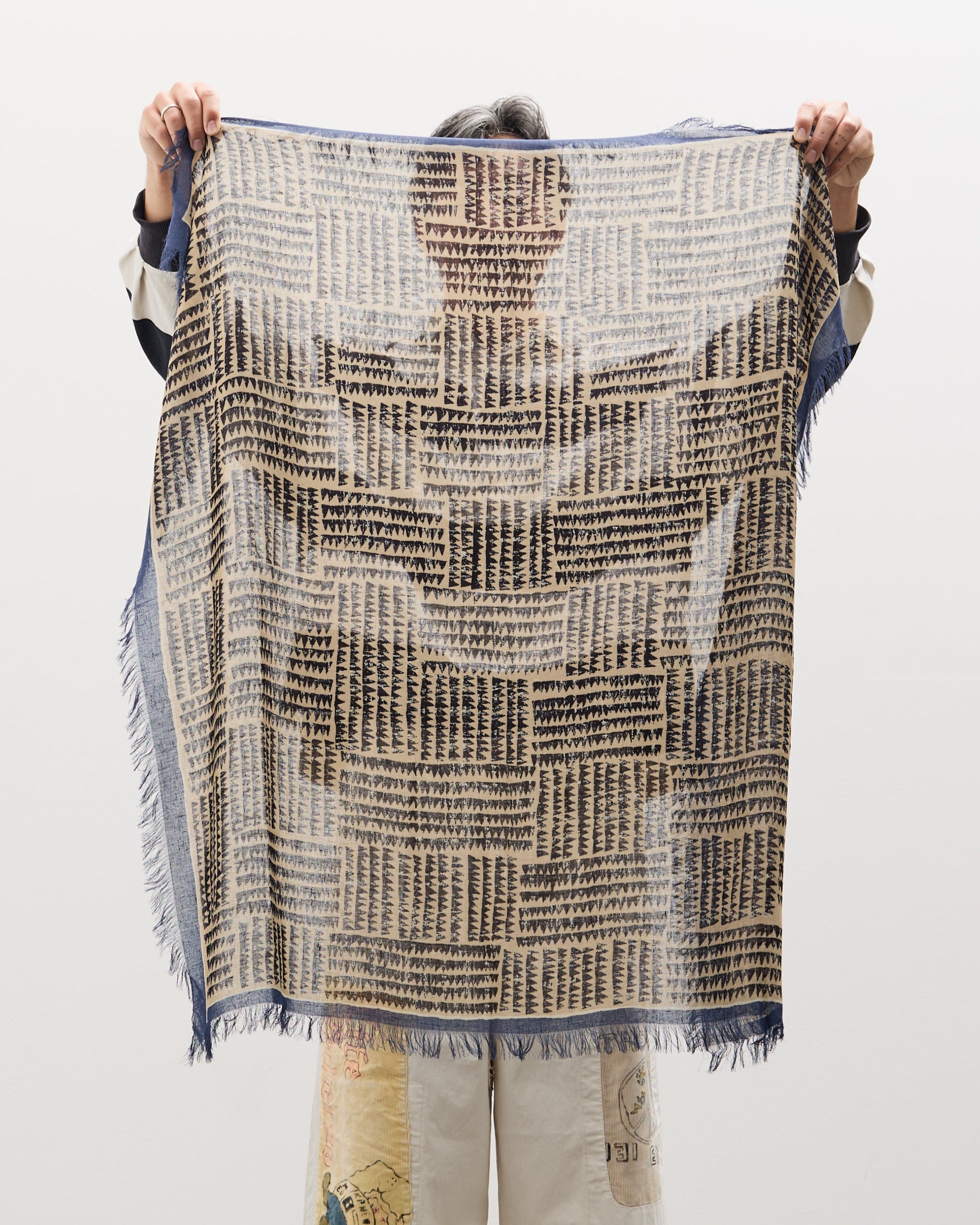 Kapital Rayon Fringe Stole (HACKSAW-BLOCK), Blue – Glasswing