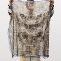 Kapital Rayon Fringe Stole (HACKSAW-BLOCK), Blue