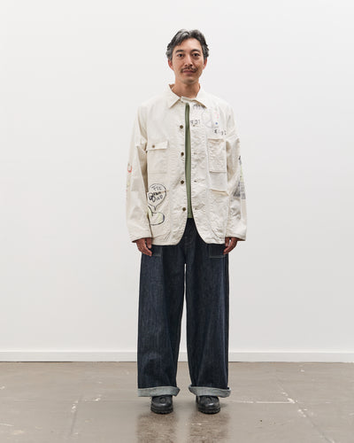 Kapital Rough-Face Twill CACTUS BEER JKT (Memorial Paint Model), Ecru