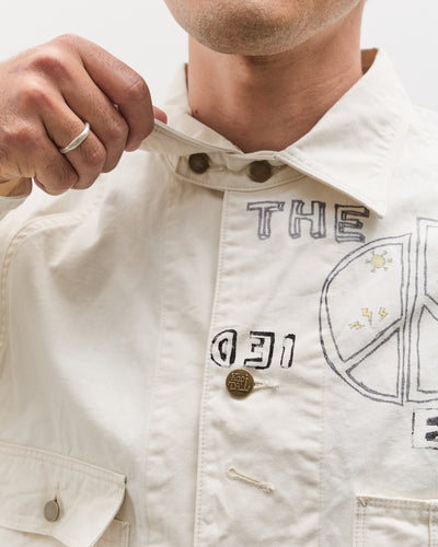 Kapital Rough-Face Twill CACTUS BEER JKT (Memorial Paint Model), Ecru