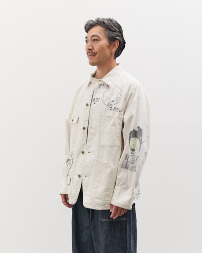 Kapital Rough-Face Twill CACTUS BEER JKT (Memorial Paint Model), Ecru