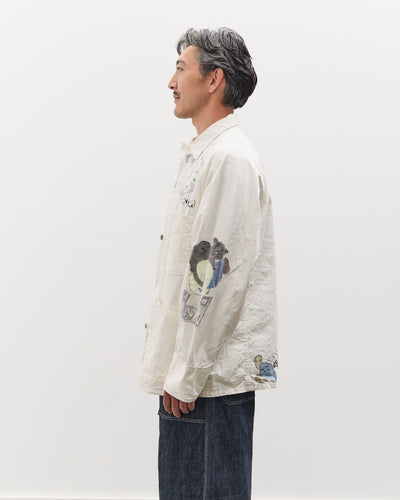 Kapital Rough-Face Twill CACTUS BEER JKT (Memorial Paint Model), Ecru