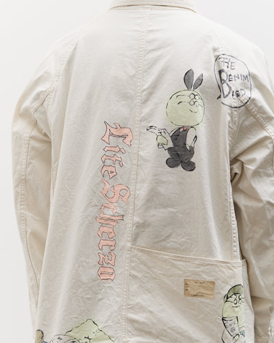 Kapital Rough-Face Twill CACTUS BEER JKT (Memorial Paint Model), Ecru