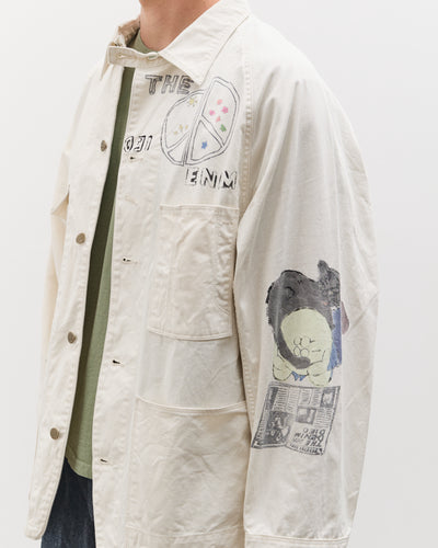 Kapital Rough-Face Twill CACTUS BEER JKT (Memorial Paint Model), Ecru