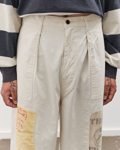 Kapital Rough-Face Twill FATIGUE Baggy Pants (RUSHWEEK Remake), Ecru