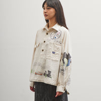 Kapital Rough-Face Twill Pullover Workshirt (Memorial Paint Model), Ecru