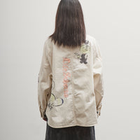 Kapital Rough-Face Twill Pullover Workshirt (Memorial Paint Model), Ecru