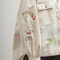 Kapital Rough-Face Twill Pullover Workshirt (Memorial Paint Model), Ecru