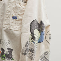 Kapital Rough-Face Twill Pullover Workshirt (Memorial Paint Model), Ecru