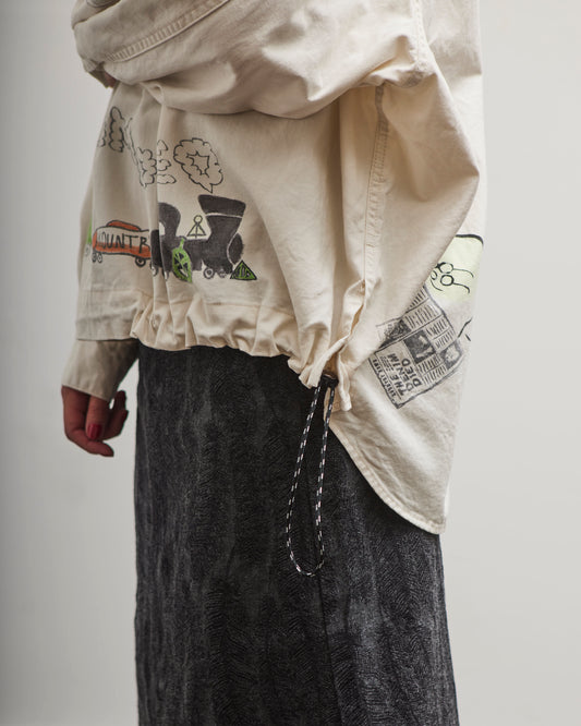 Kapital Rough-Face Twill Pullover Workshirt (Memorial Paint Model), Ecru