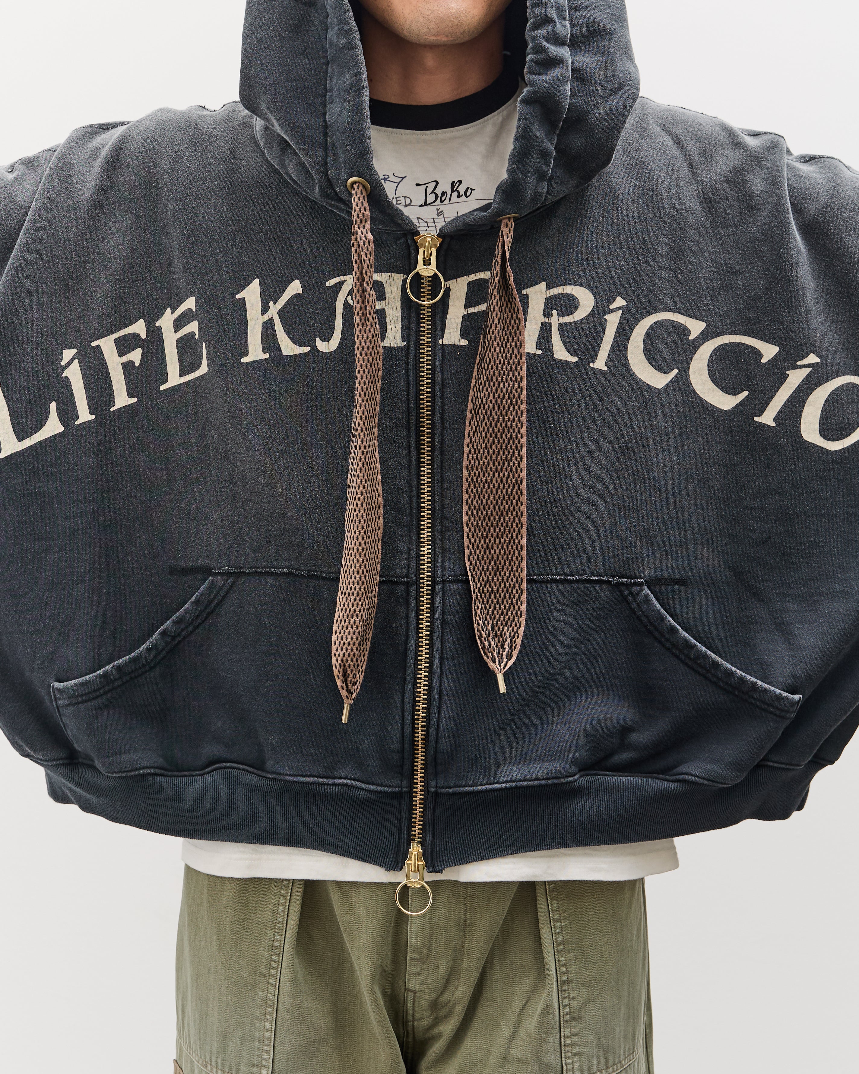 Kapital SWT Knit DEVIL Hoodie Blouson (LIFE KAPRICCIO), Black