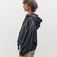 Kapital SWT Knit Gathered Sleeve DEVIL Hoodie Blouson, Black