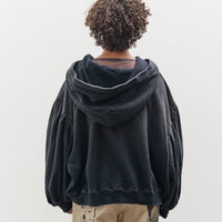 Kapital SWT Knit Gathered Sleeve DEVIL Hoodie Blouson, Black
