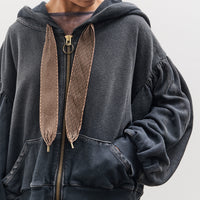 Kapital SWT Knit Gathered Sleeve DEVIL Hoodie Blouson, Black