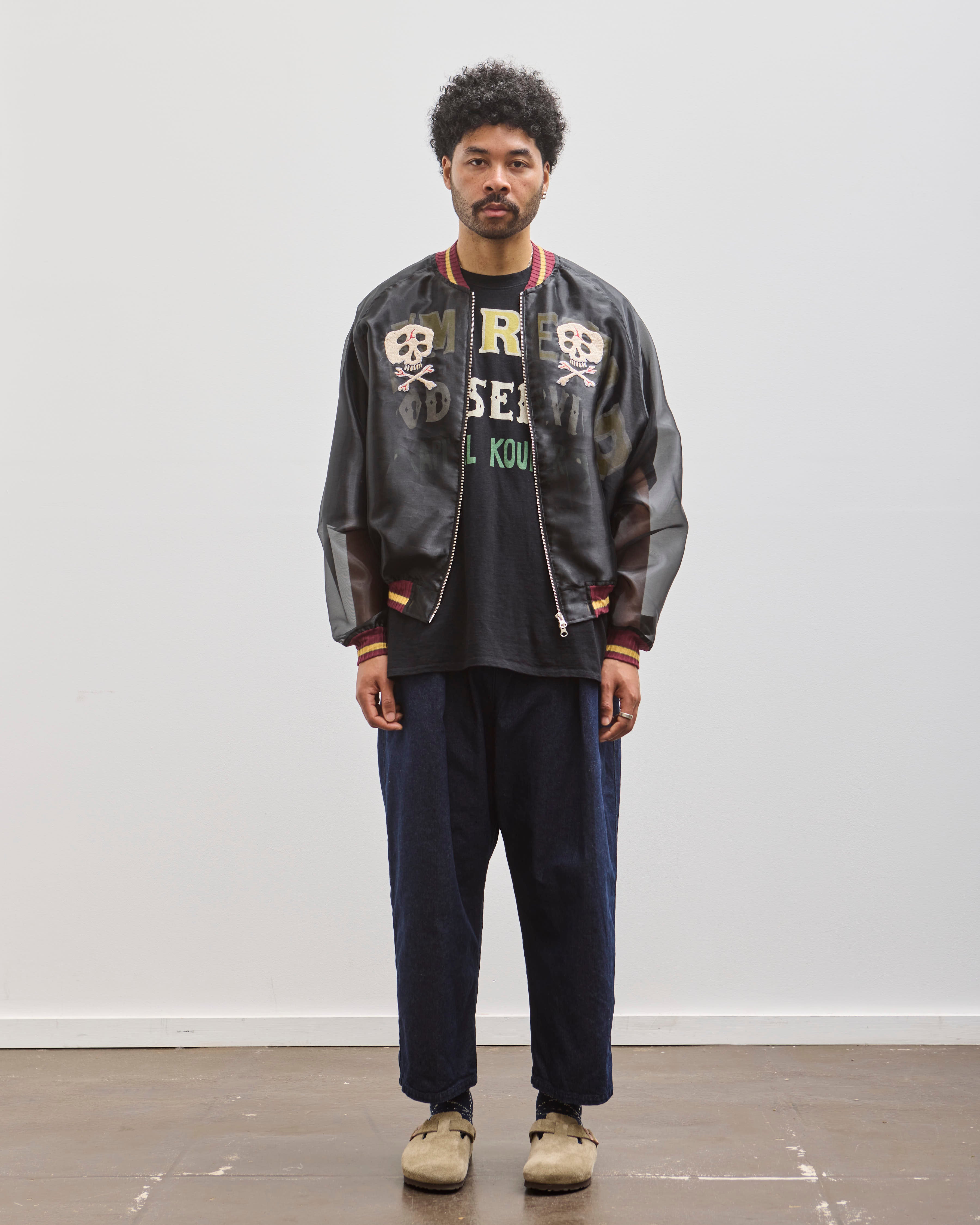 ジャケット・アウター KAPITAL Sheer Pearl Souvenir Jacket KAPITAL SHEER PEARL SOUVENIR JACKET RAIN SKULL BLACK | TODAY