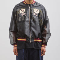 Kapital Sheer Pearl Souvenir Jacket, Black Rain Skull