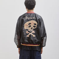 Kapital Sheer Pearl Souvenir Jacket, Black Rain Skull