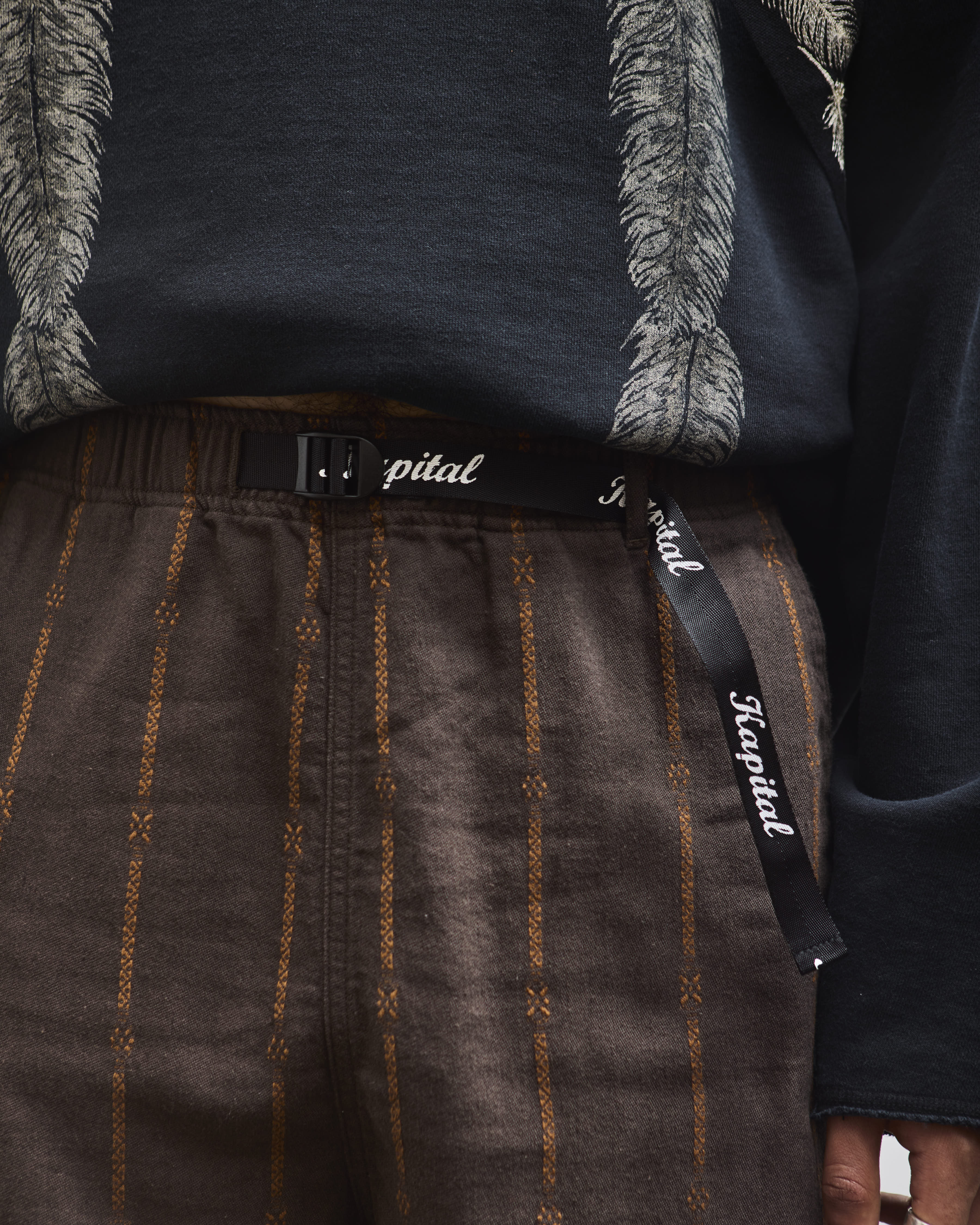 Kapital Siam Stripe Easy Shorts, Dark Brown – Glasswing