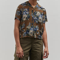 Kapital Silk Rayon Aloha Shirt, Brown/Khaki Maria Wrangle