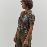 Kapital Silk Rayon Aloha Shirt, Brown/Khaki Maria Wrangle