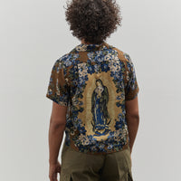 Kapital Silk Rayon Aloha Shirt, Brown/Khaki Maria Wrangle