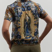 Kapital Silk Rayon Aloha Shirt, Brown/Khaki Maria Wrangle