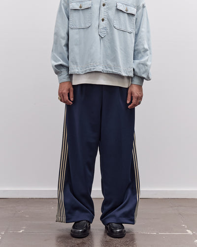 Kapital Smooth Jersey Baggy Track Pants Unisex (BannerStripe), Navy