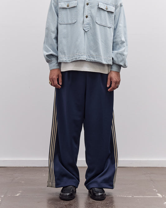 Kapital Smooth Jersey Baggy Track Pants Unisex (BannerStripe), Navy