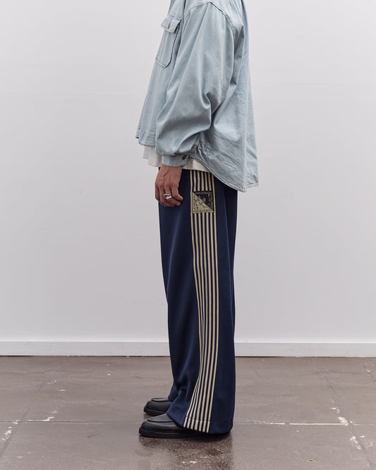Kapital Smooth Jersey Baggy Track Pants Unisex (BannerStripe), Navy