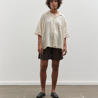 Kapital Soft Linen Open Collar Big Shirt, Ecru