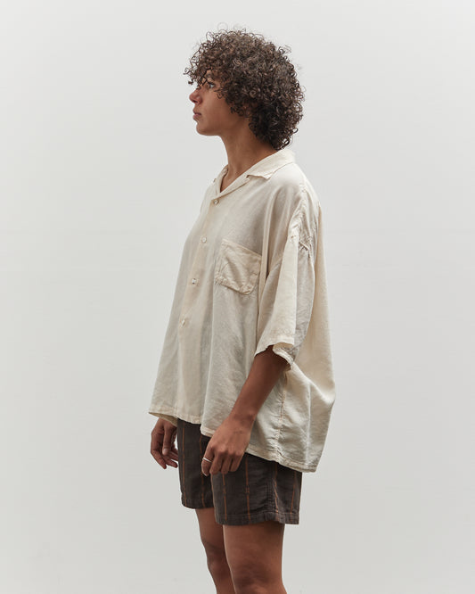 Kapital Soft Linen Open Collar Big Shirt, Ecru