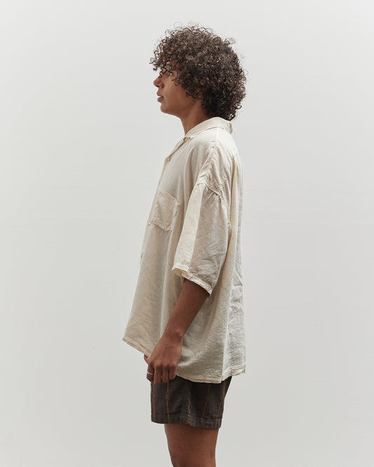 Kapital Soft Linen Open Collar Big Shirt, Ecru