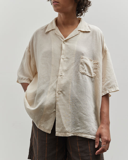 Kapital Soft Linen Open Collar Big Shirt, Ecru