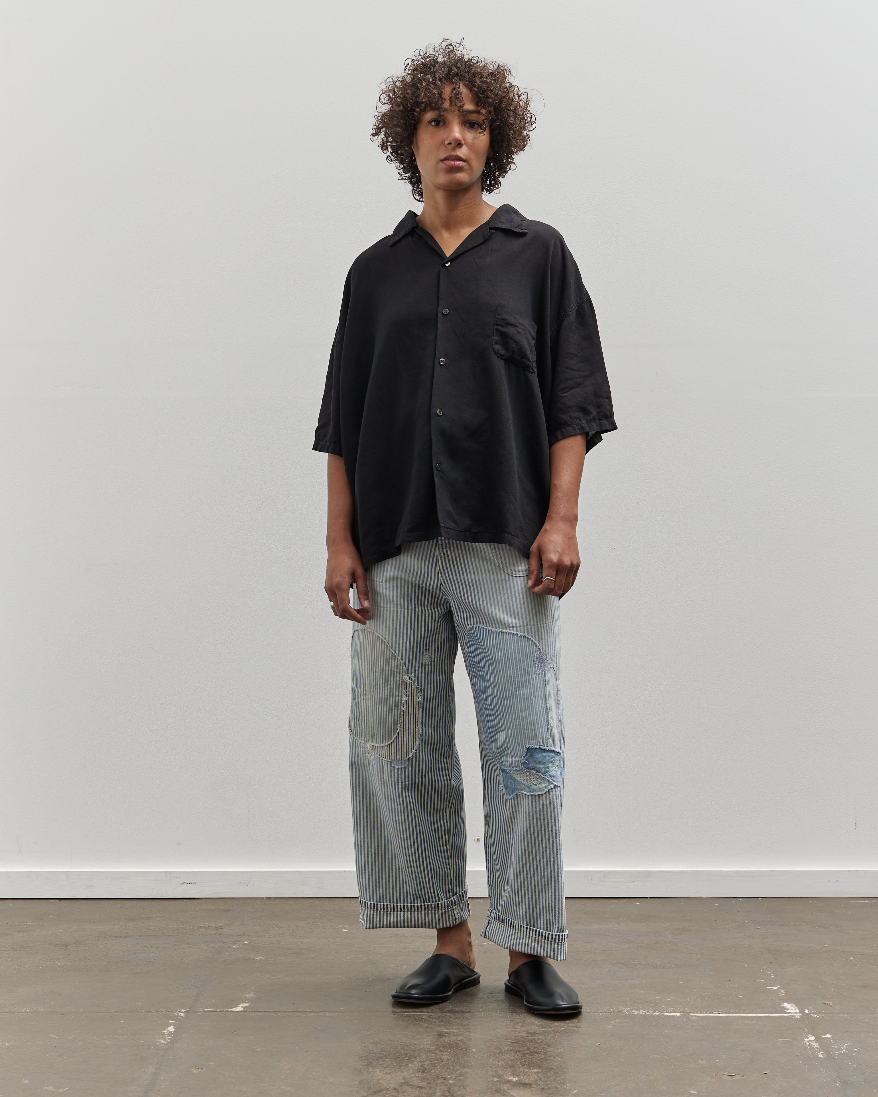 Kapital Soft Linen Open Collar Big Shirt, Black – Glasswing