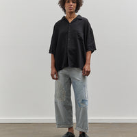 Kapital Soft Linen Open Collar Big Shirt, Black