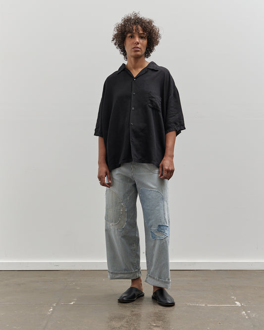 Kapital Soft Linen Open Collar Big Shirt, Black