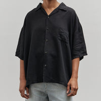 Kapital Soft Linen Open Collar Big Shirt, Black