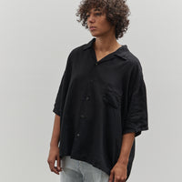 Kapital Soft Linen Open Collar Big Shirt, Black