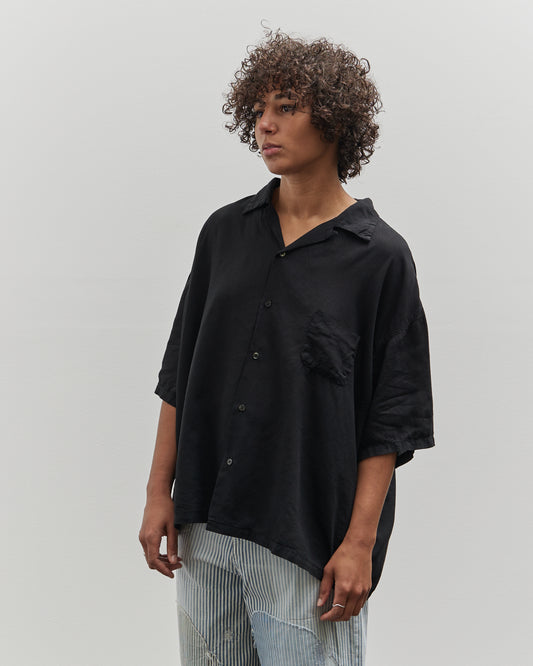 Kapital Soft Linen Open Collar Big Shirt, Black