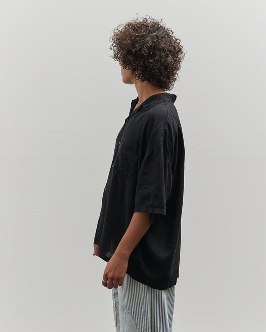 Kapital Soft Linen Open Collar Big Shirt, Black