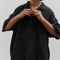 Kapital Soft Linen Open Collar Big Shirt, Black