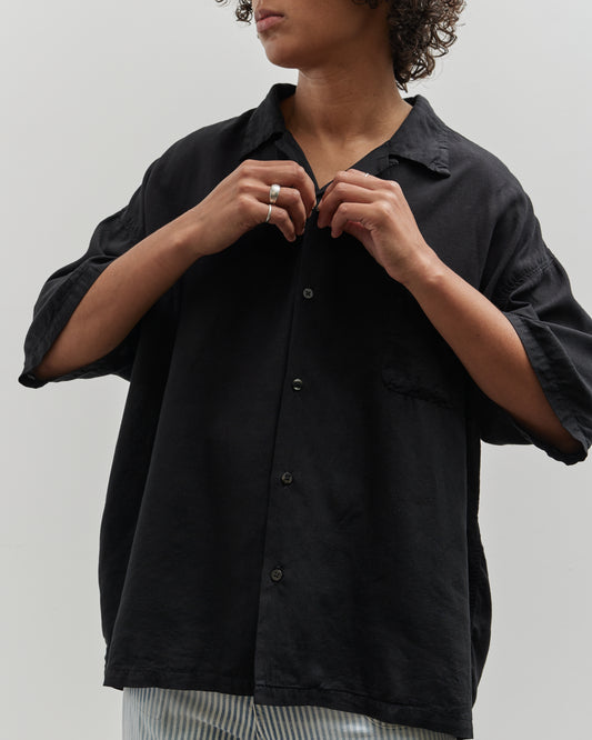 Kapital Soft Linen Open Collar Big Shirt, Black