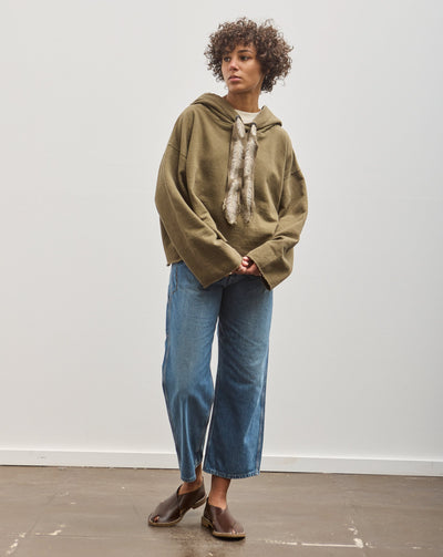 Kapital Sweat Knit Namazu Hoodie, Khaki Feather Cord