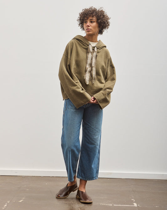 Kapital Sweat Knit Namazu Hoodie, Khaki Feather Cord