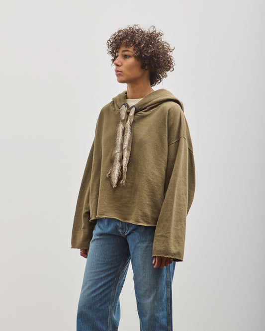 Kapital Sweat Knit Namazu Hoodie, Khaki Feather Cord