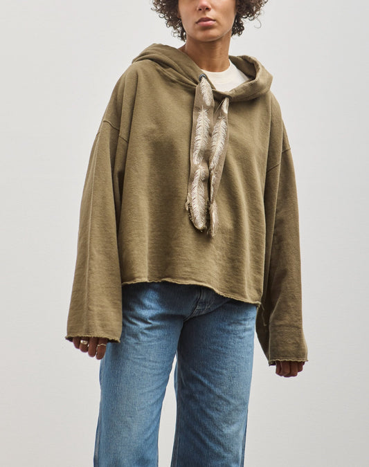 Kapital Sweat Knit Namazu Hoodie, Khaki Feather Cord