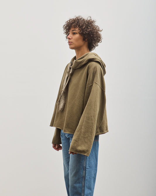 Kapital Sweat Knit Namazu Hoodie, Khaki Feather Cord