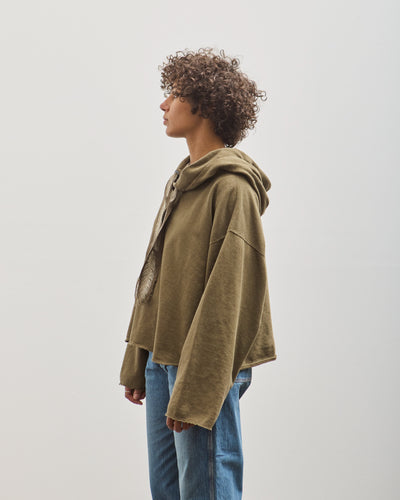 Kapital Sweat Knit Namazu Hoodie, Khaki Feather Cord