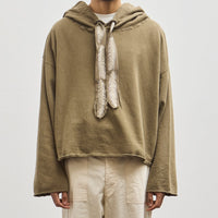 Kapital Unisex Sweat Knit Namazu Hoodie, Khaki Feather Cord