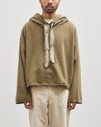 Kapital Unisex Sweat Knit Namazu Hoodie, Khaki Feather Cord